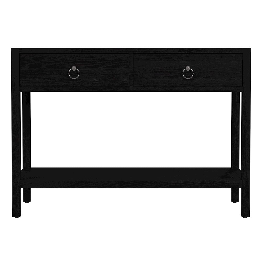 Lark 44 in. W  Rectangular Wood 2 Drawer Console Table, Black