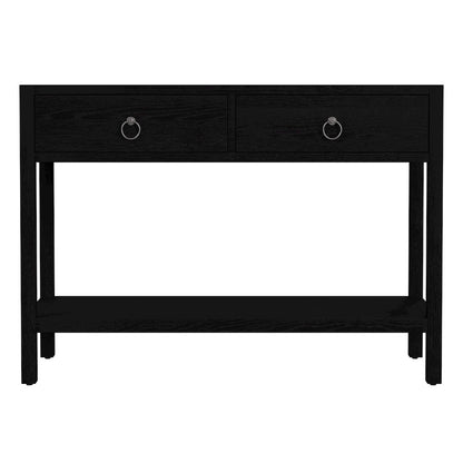 Lark 44 in. W  Rectangular Wood 2 Drawer Console Table, Black