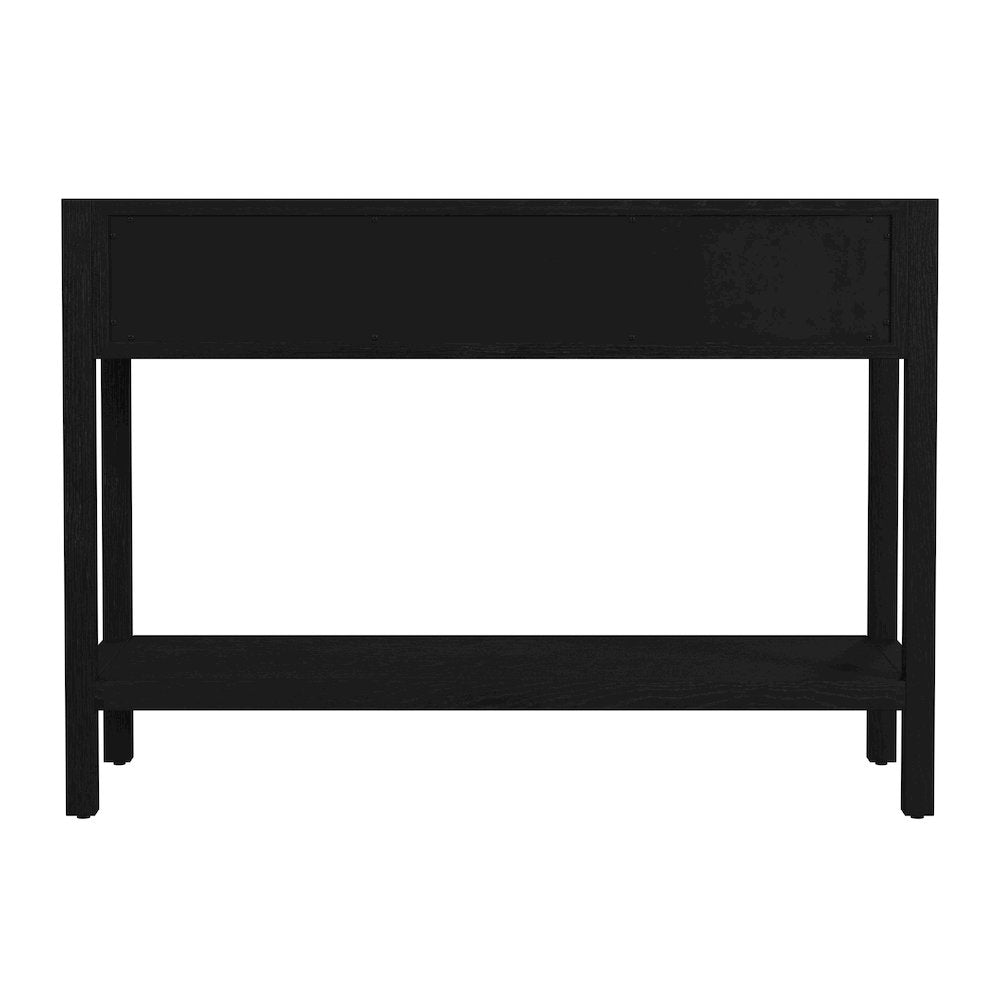 Lark 44 in. W  Rectangular Wood 2 Drawer Console Table, Black