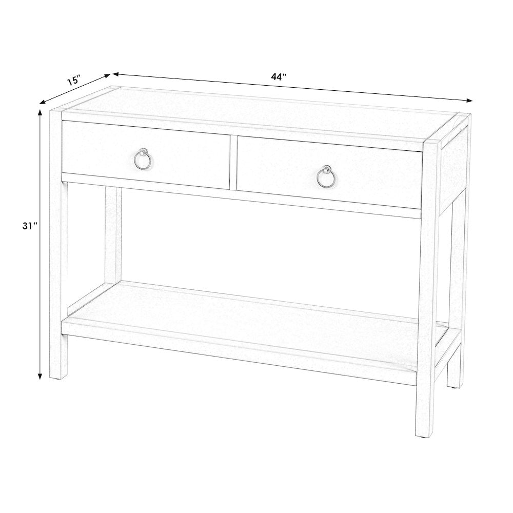 Lark 44 in. W  Rectangular Wood 2 Drawer Console Table, Black