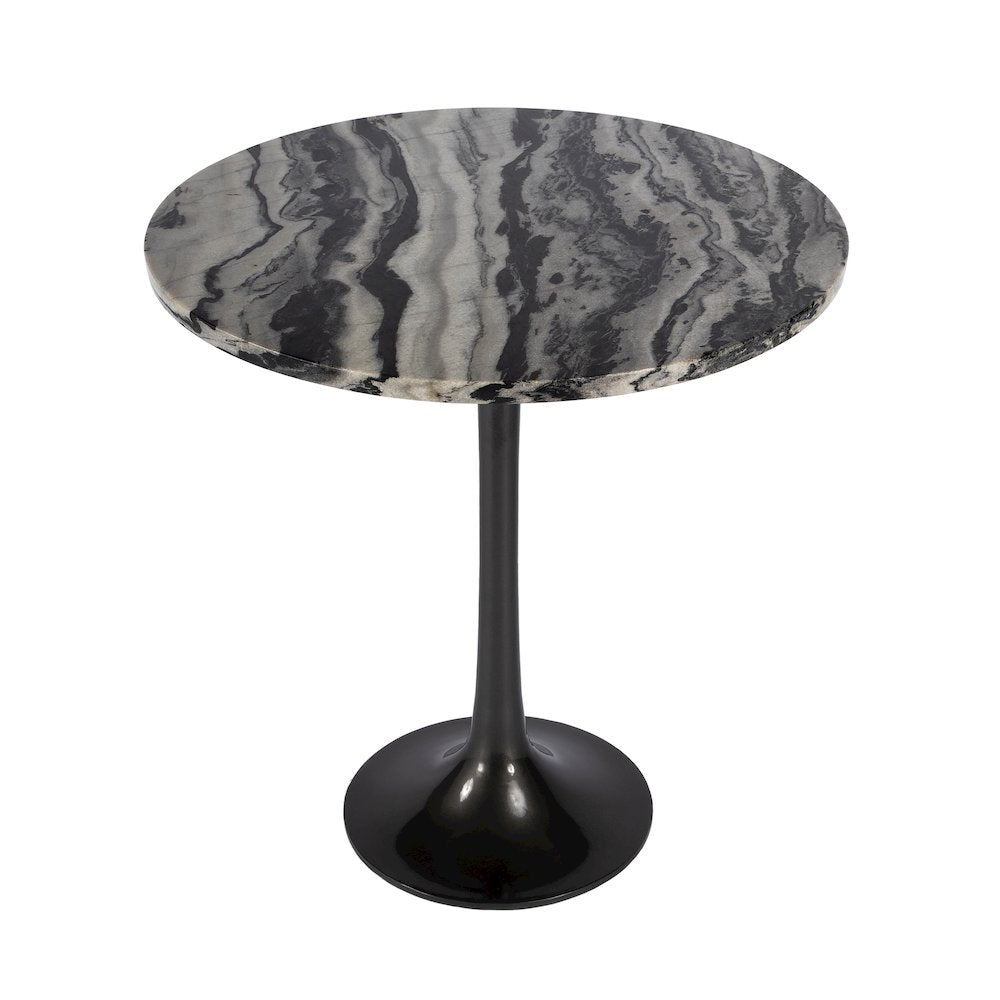 Paxton Round Marble Side Table, Black and White