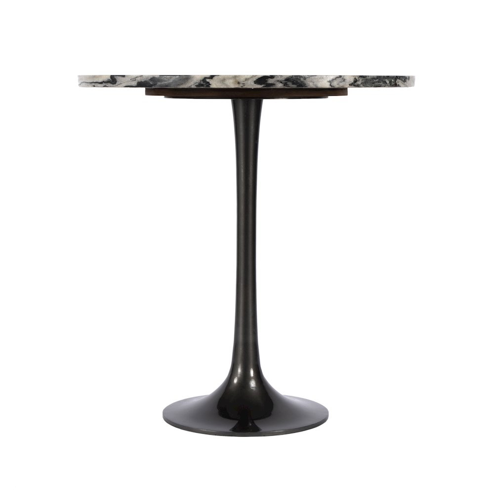 Paxton Round Marble Side Table, Black and White