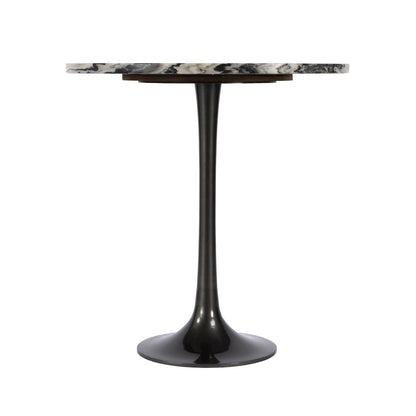 Paxton Round Marble Side Table, Black and White