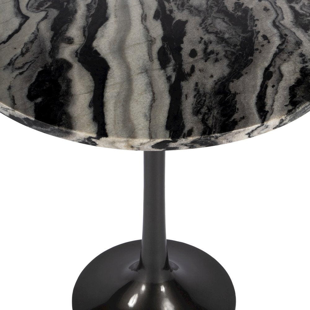 Paxton Round Marble Side Table, Black and White
