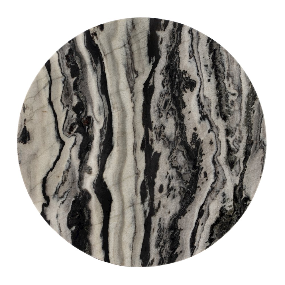 Paxton Round Marble Side Table, Black and White