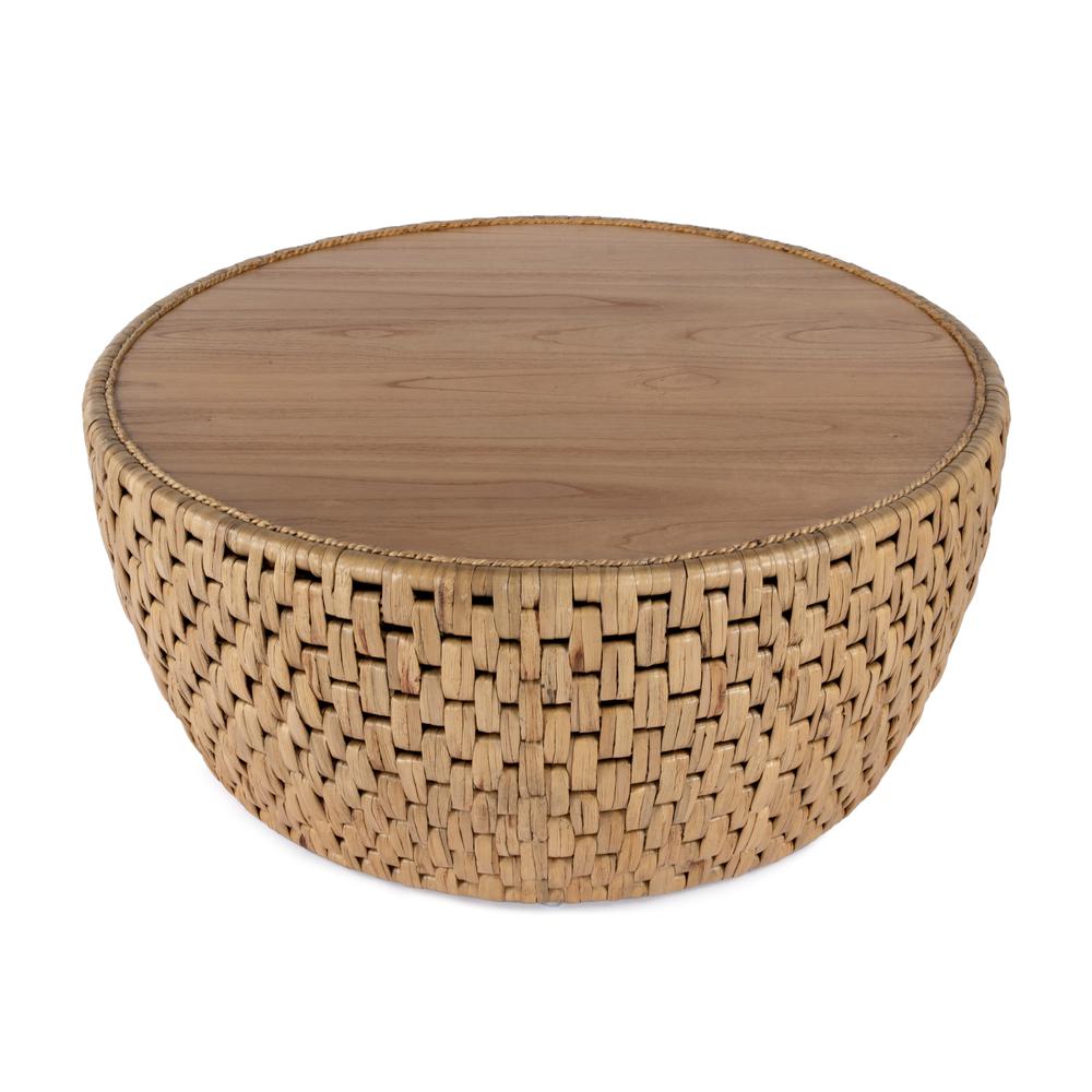 Captiva Round Rattan Drum Coffee Table, Natural