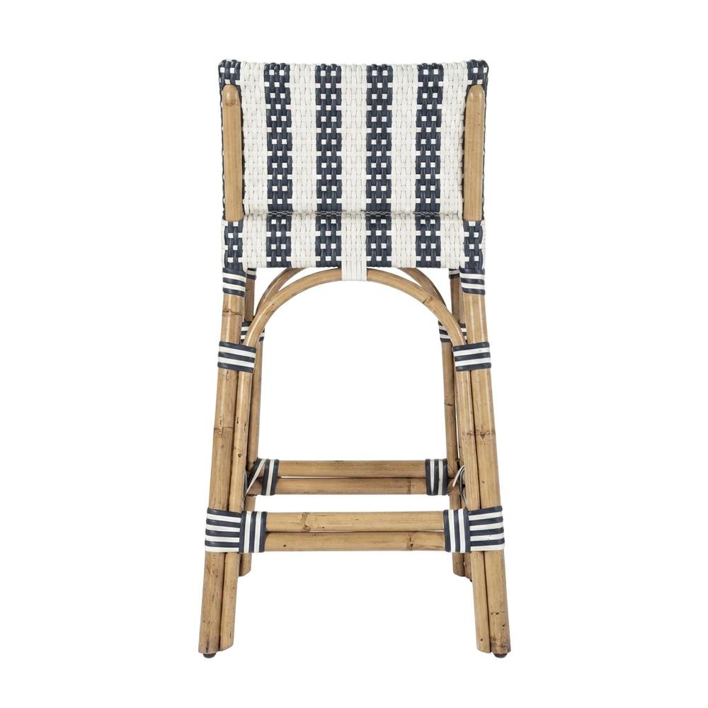 Rattan Low Back Counter Stool, Transitional Bar Stool for Dining Rooms