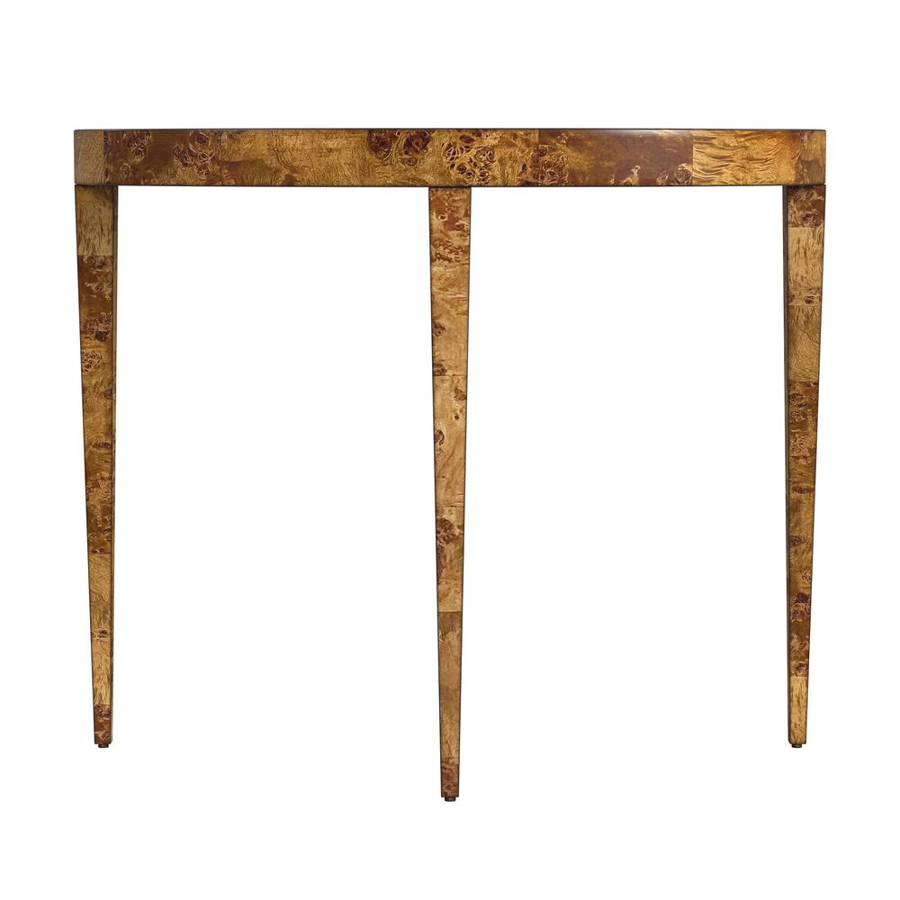 Ingrid Traditional Burl Console Table, Medium Brown
