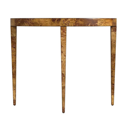 Ingrid Traditional Burl Console Table, Medium Brown