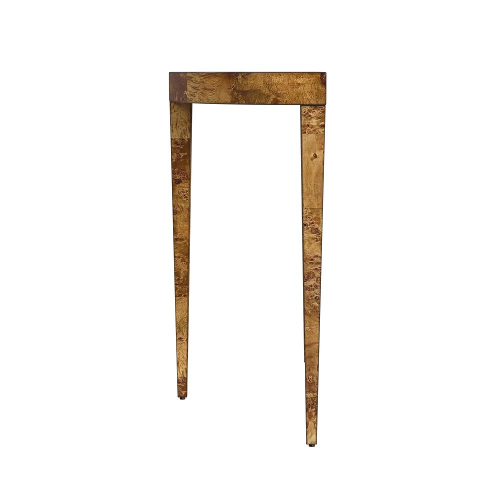 Ingrid Traditional Burl Console Table, Medium Brown