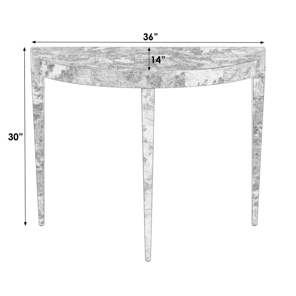 Ingrid Traditional Burl Console Table, Medium Brown