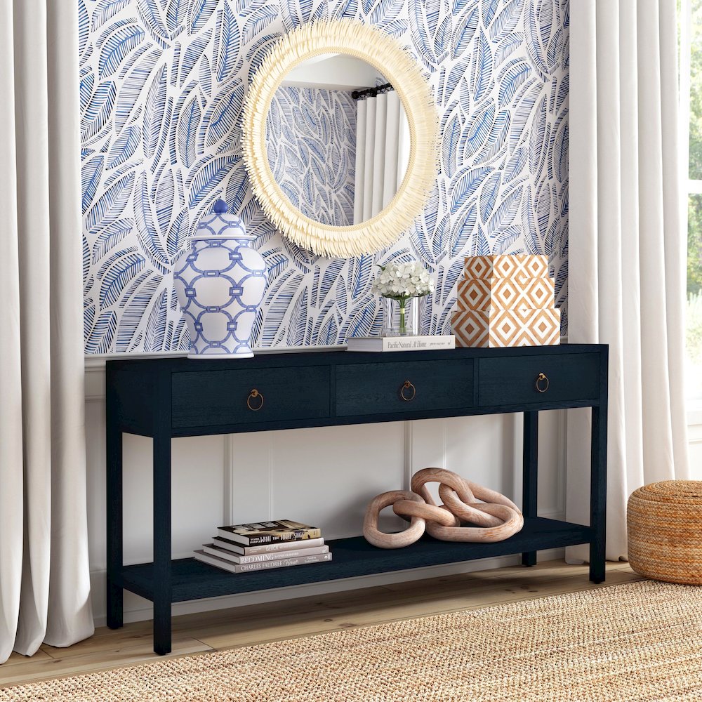 Lark 3 Drawer 65" Console Table, Navy Blue
