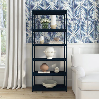 Lark 5 Tier 30Wx75H Etagere Bookcase, Navy Blue