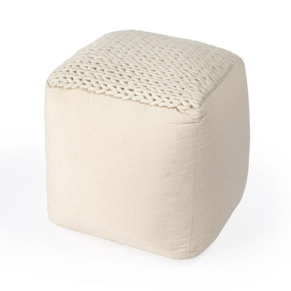 Fernandos Woven Pouffe, Cream, Ivory