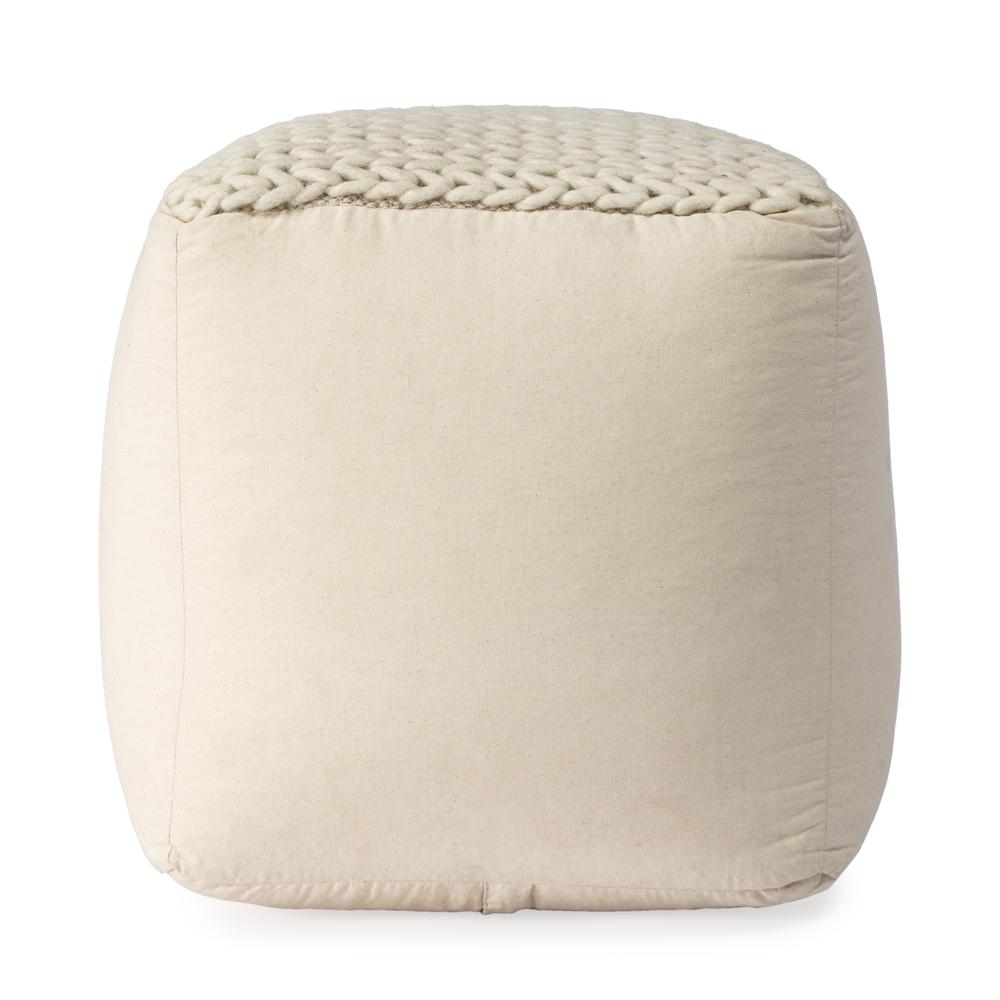 Fernandos Woven Pouffe, Cream, Ivory