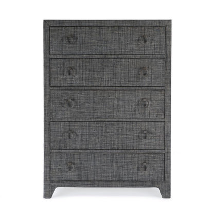 Bar Harbor 5 Drawer Raffia Dresser, Gray