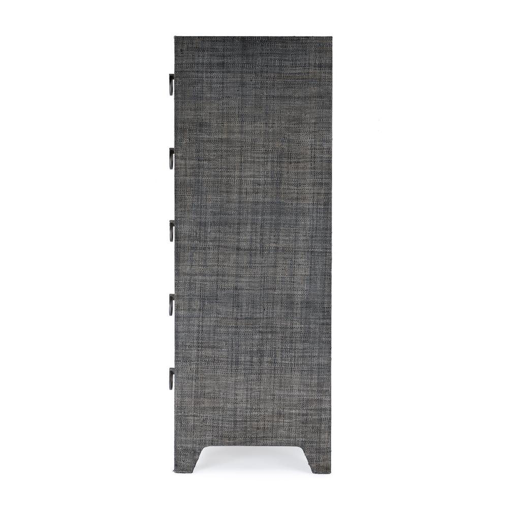Bar Harbor 5 Drawer Raffia Dresser, Gray