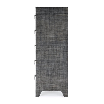 Bar Harbor 5 Drawer Raffia Dresser, Gray