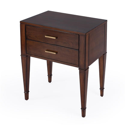 Kai 2 Drawer End Table, Medium Brown