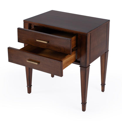 Kai 2 Drawer End Table, Medium Brown
