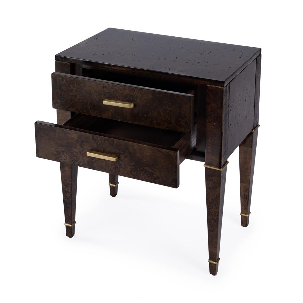 Kai 2 Drawer End Table, Dark Brown