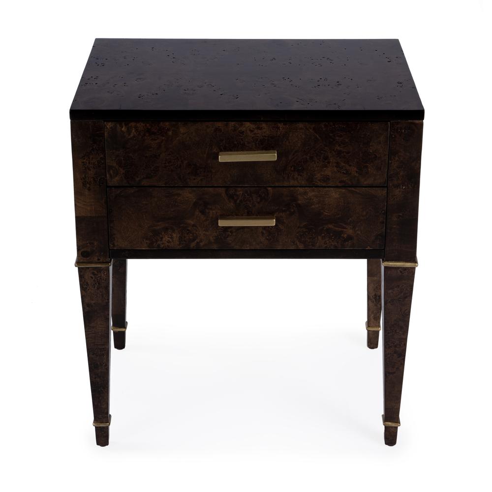 Kai 2 Drawer End Table, Dark Brown