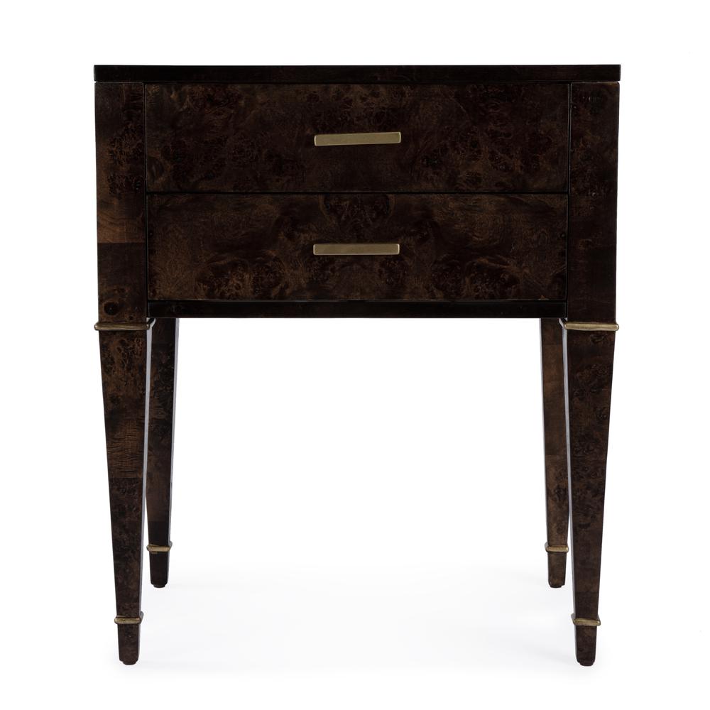 Kai 2 Drawer End Table, Dark Brown