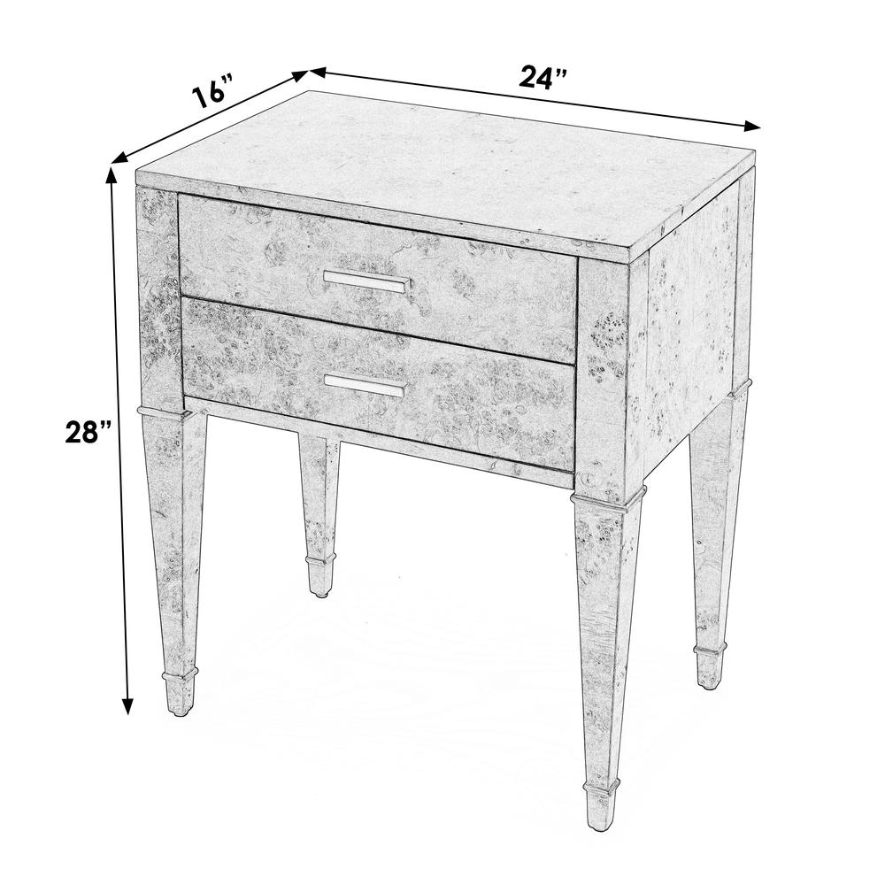 Kai 2 Drawer End Table, Dark Brown