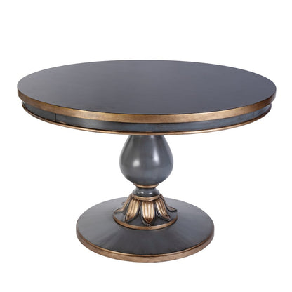 Evie 48 in. W Round Wood Single Pedestal Dining Table, Pastel Blue