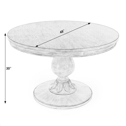 Evie 48 in. W Round Wood Single Pedestal Dining Table, Pastel Blue