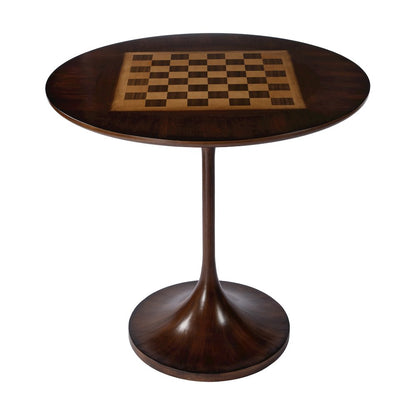 Francis 30" Round Pedestal Game Table, Medium Brown
