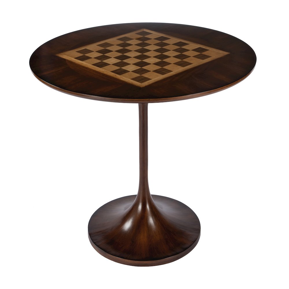 Francis 30" Round Pedestal Game Table, Medium Brown