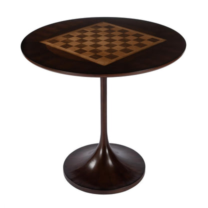 Francis 30" Round Pedestal Game Table, Dark Brown
