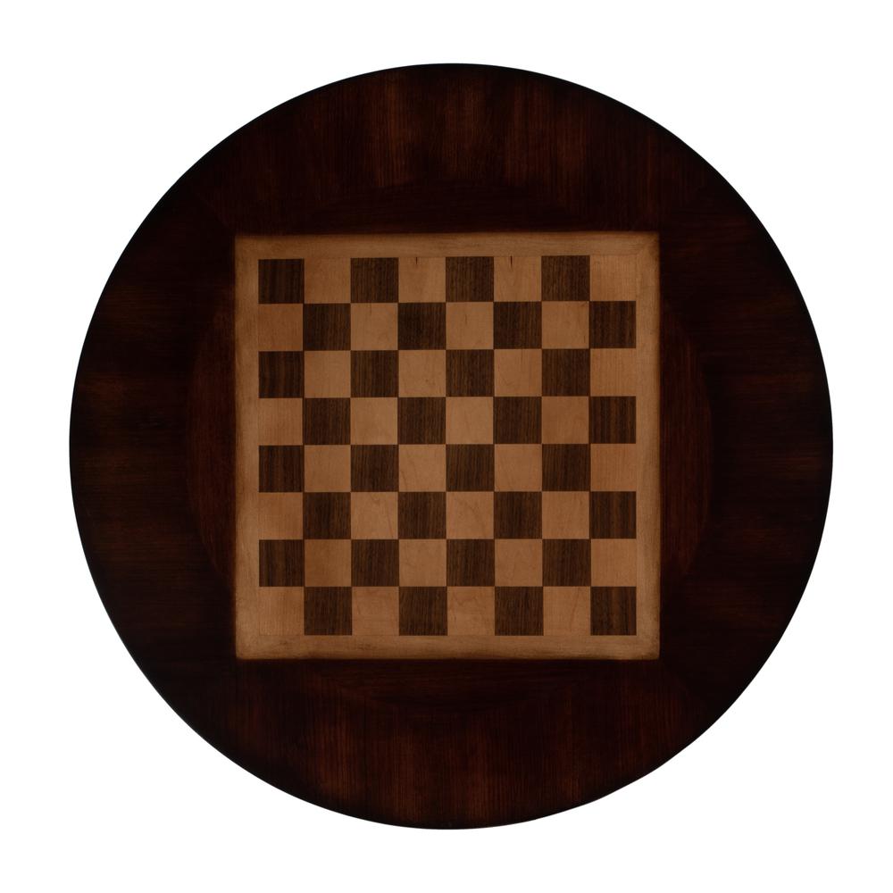 Francis 30" Round Pedestal Game Table, Dark Brown