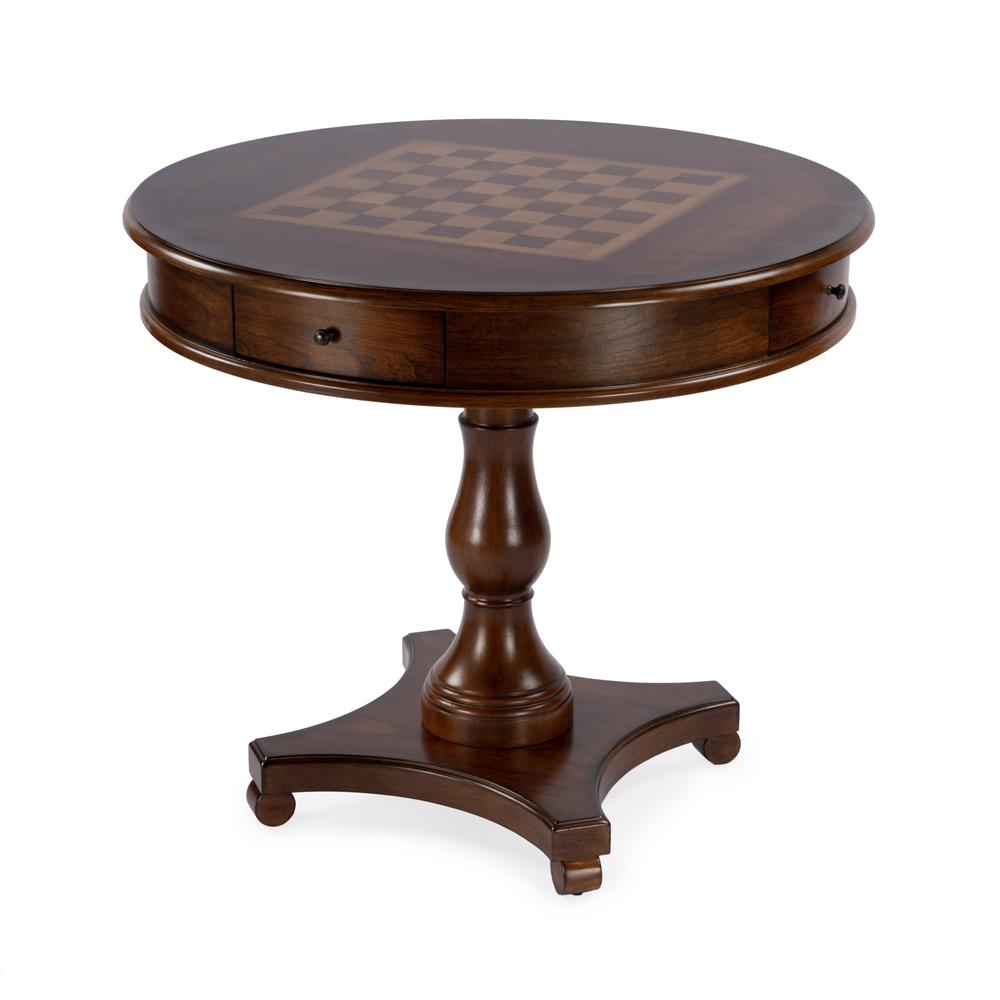 Fredrik 34"D Round Game Table, Medium Brown