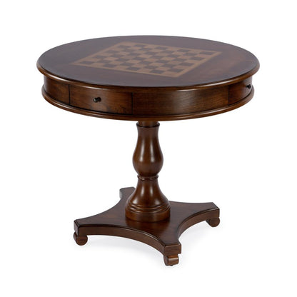 Fredrik 34"D Round Game Table, Medium Brown