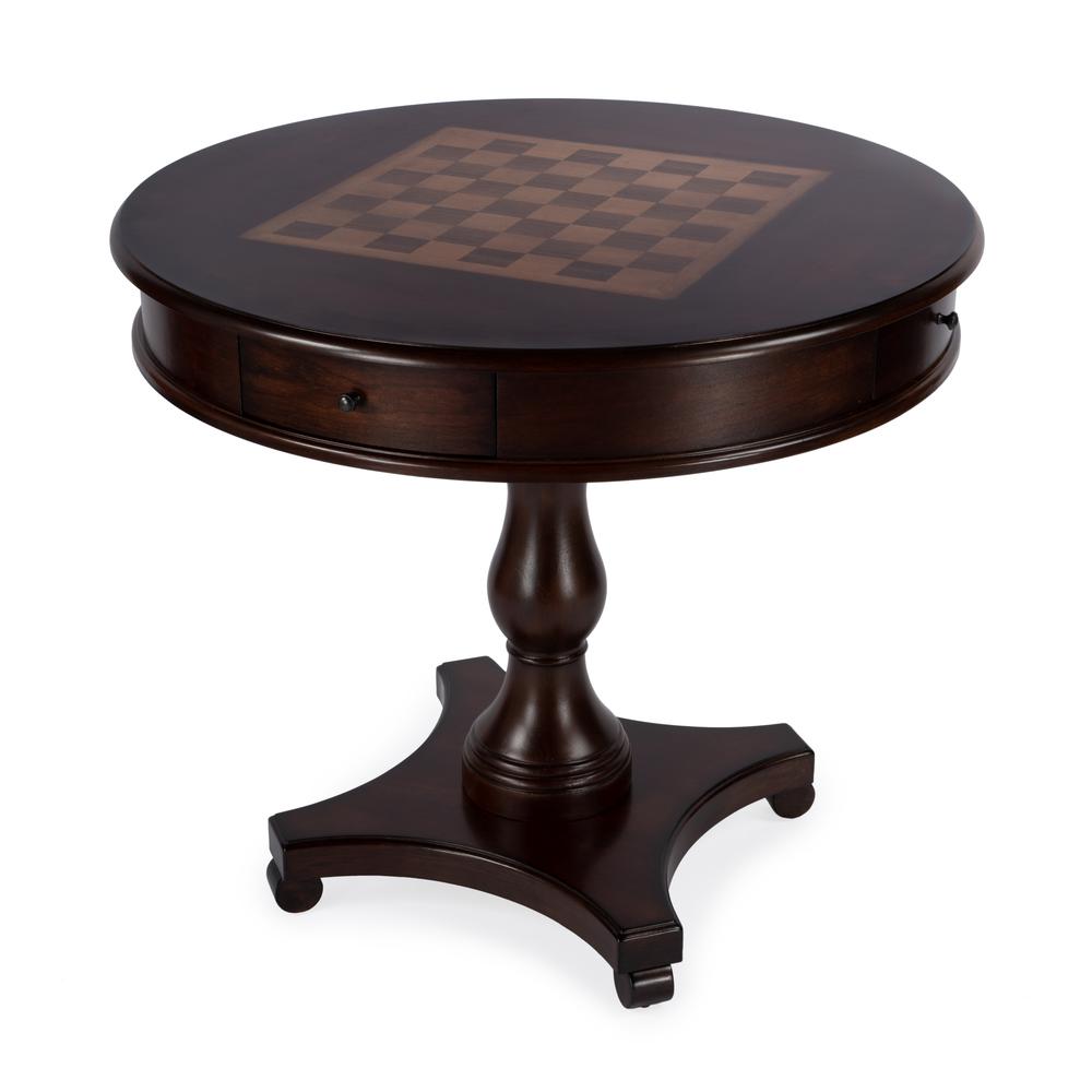 Fredrik 34"D Round Game Table, Dark Brown