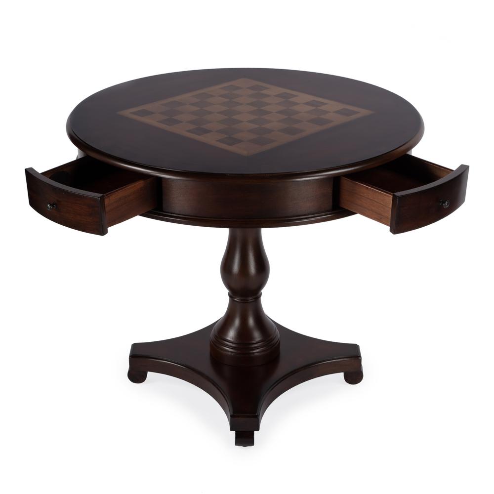 Fredrik 34"D Round Game Table, Dark Brown