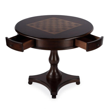 Fredrik 34"D Round Game Table, Dark Brown