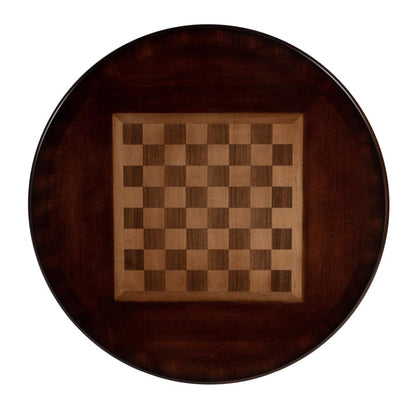 Fredrik 34"D Round Game Table, Dark Brown