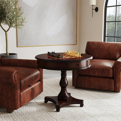 Fredrik 34"D Round Game Table, Dark Brown