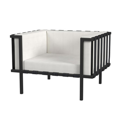 Norway Outdoor Club Chair with Cushion, Black and White