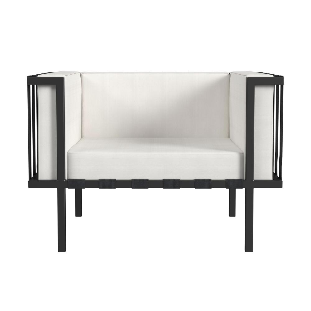 Norway Outdoor Club Chair with Cushion, Black and White