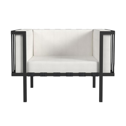 Norway Outdoor Club Chair with Cushion, Black and White