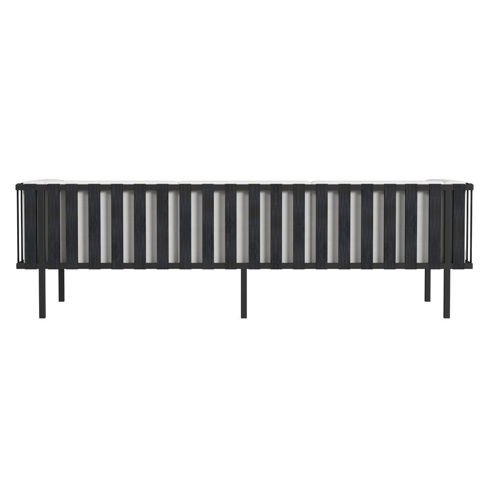Norway Outdoor Patio Sofa with Cushions, Black and White