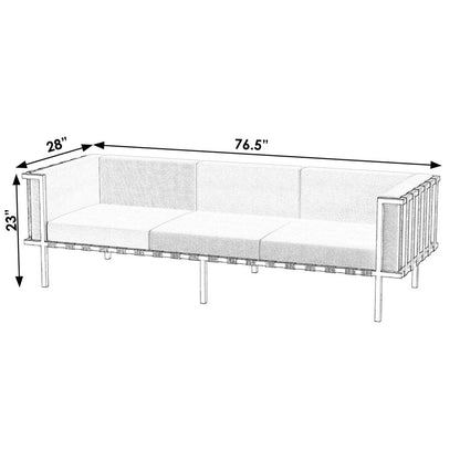 Norway Outdoor Patio Sofa with Cushions, Black and White