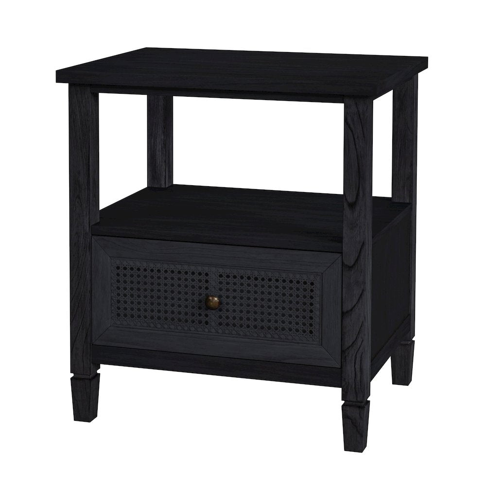 Flagstaff 1-Drawer Cane Nightstand, Black