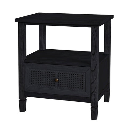 Flagstaff 1-Drawer Cane Nightstand, Black