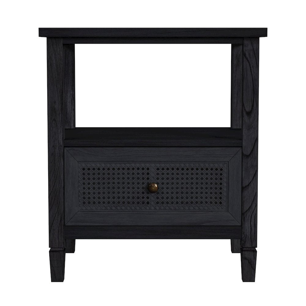 Flagstaff 1-Drawer Cane Nightstand, Black