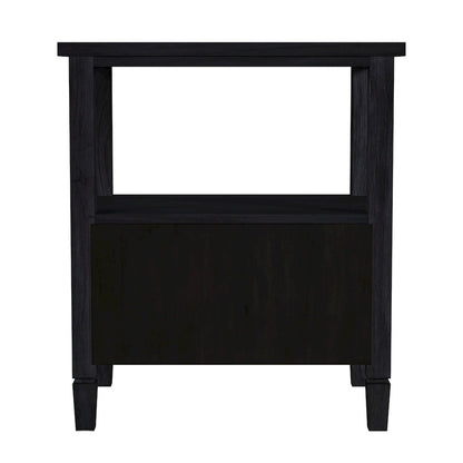 Flagstaff 1-Drawer Cane Nightstand, Black